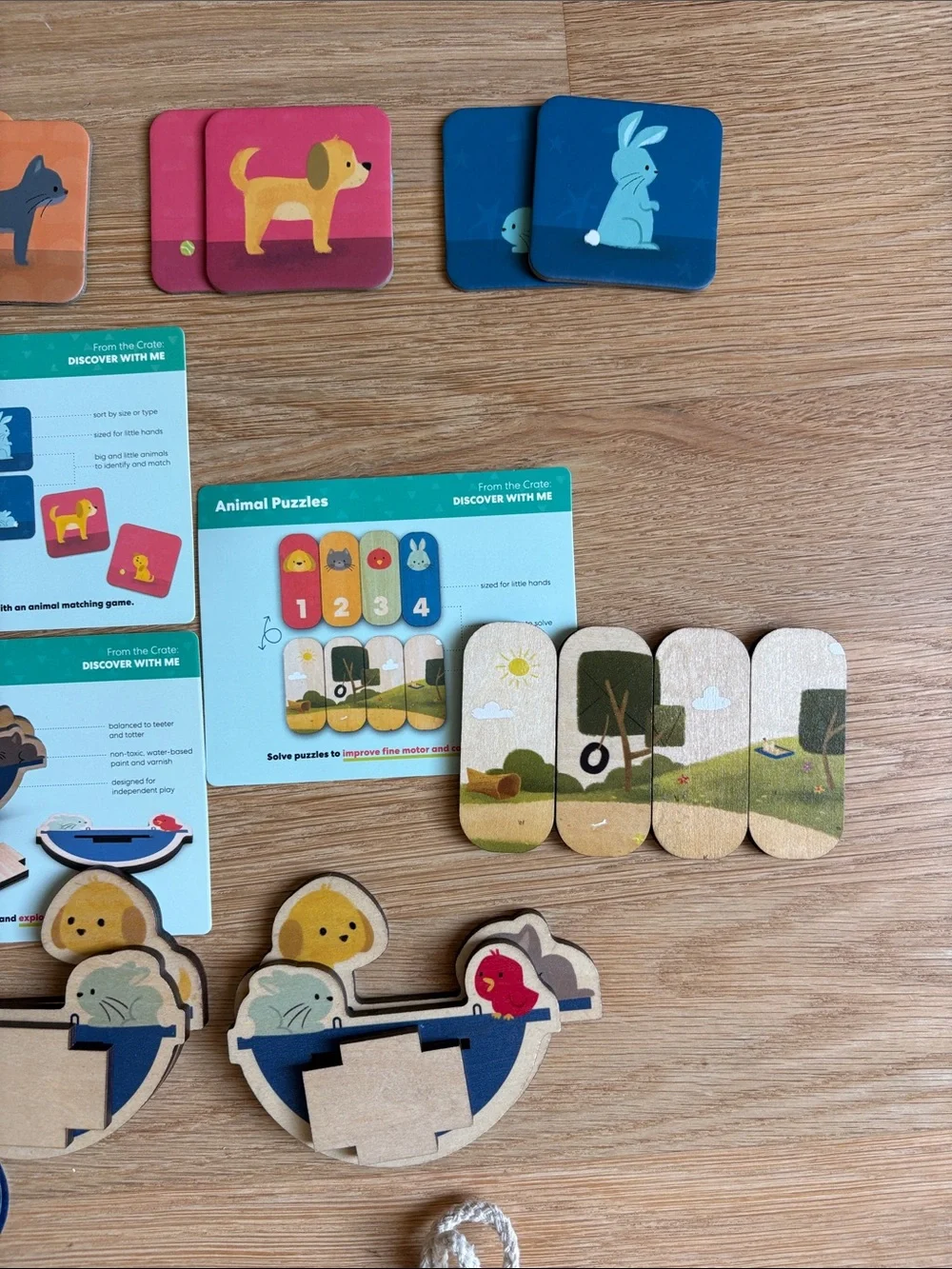 PANDA CRATE, KIWICO | Animal Cards & Wooden Matching Toy Set - Multicolor